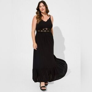Torrid Black Maxi Dress with Lace Detail